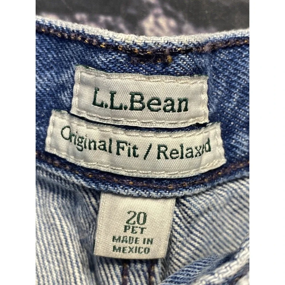 LL‎ Bean Original Fit Relaxed Jeans Women 20 Pet Blue Denim High Rise Straight